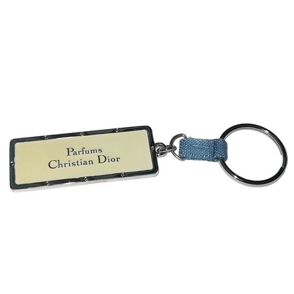 AUTH VTG Christian Dior Miss Dior Nameplate Logo Denim Keychain Key Holder Fob - Picture 8 of 14